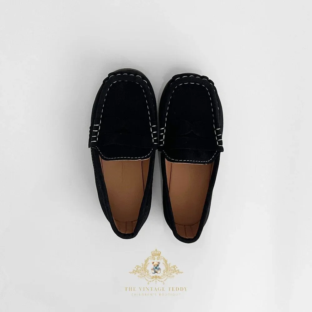 NWT Handsome Boys Vintage Style Classic Loafers Cute Children's Shoes Black 6.5